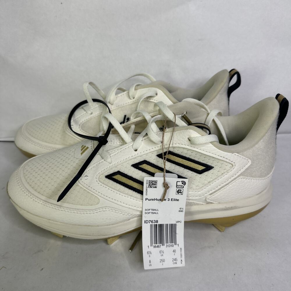 Adidas Pure Hustle 3 Elite Women’s Softball Cleats White Gold Size 8